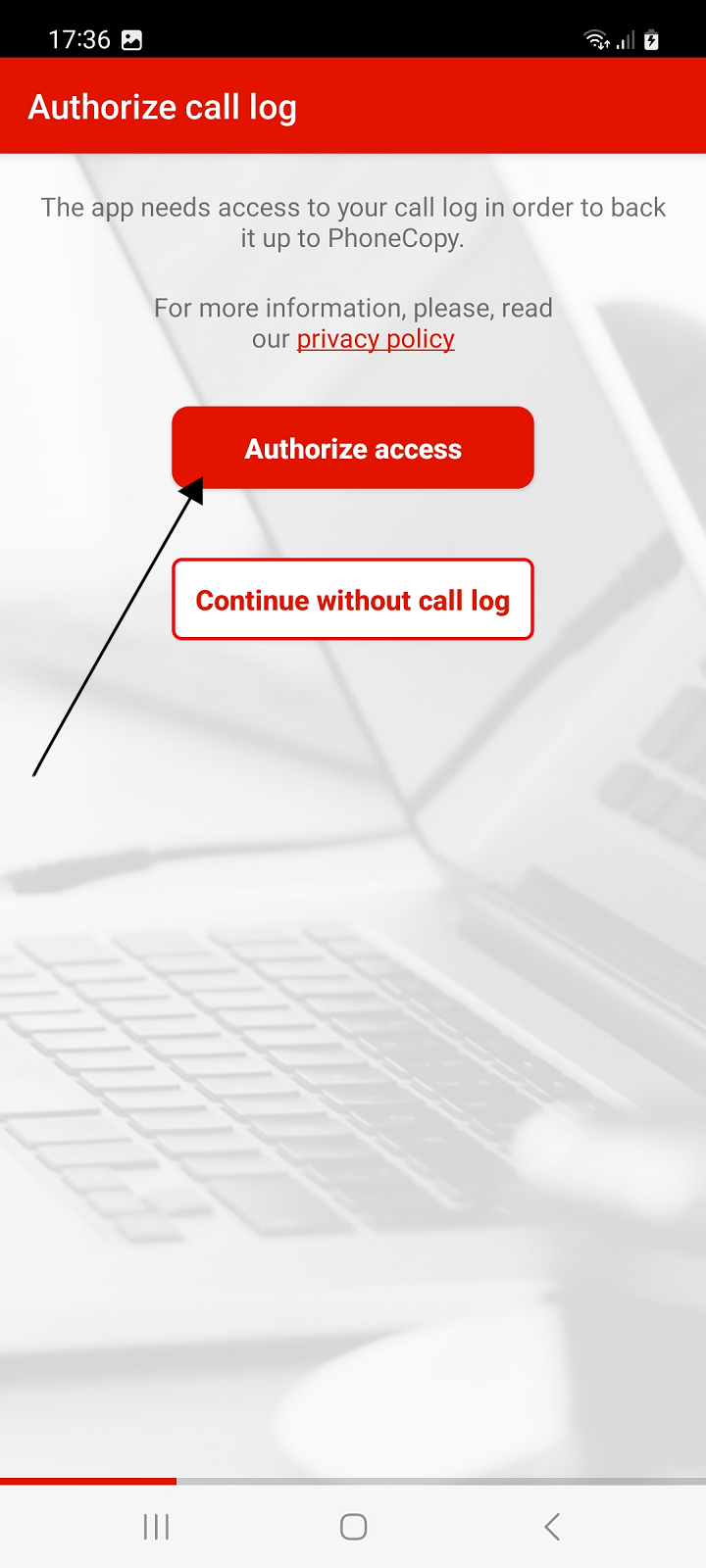 Authorize access to call log,