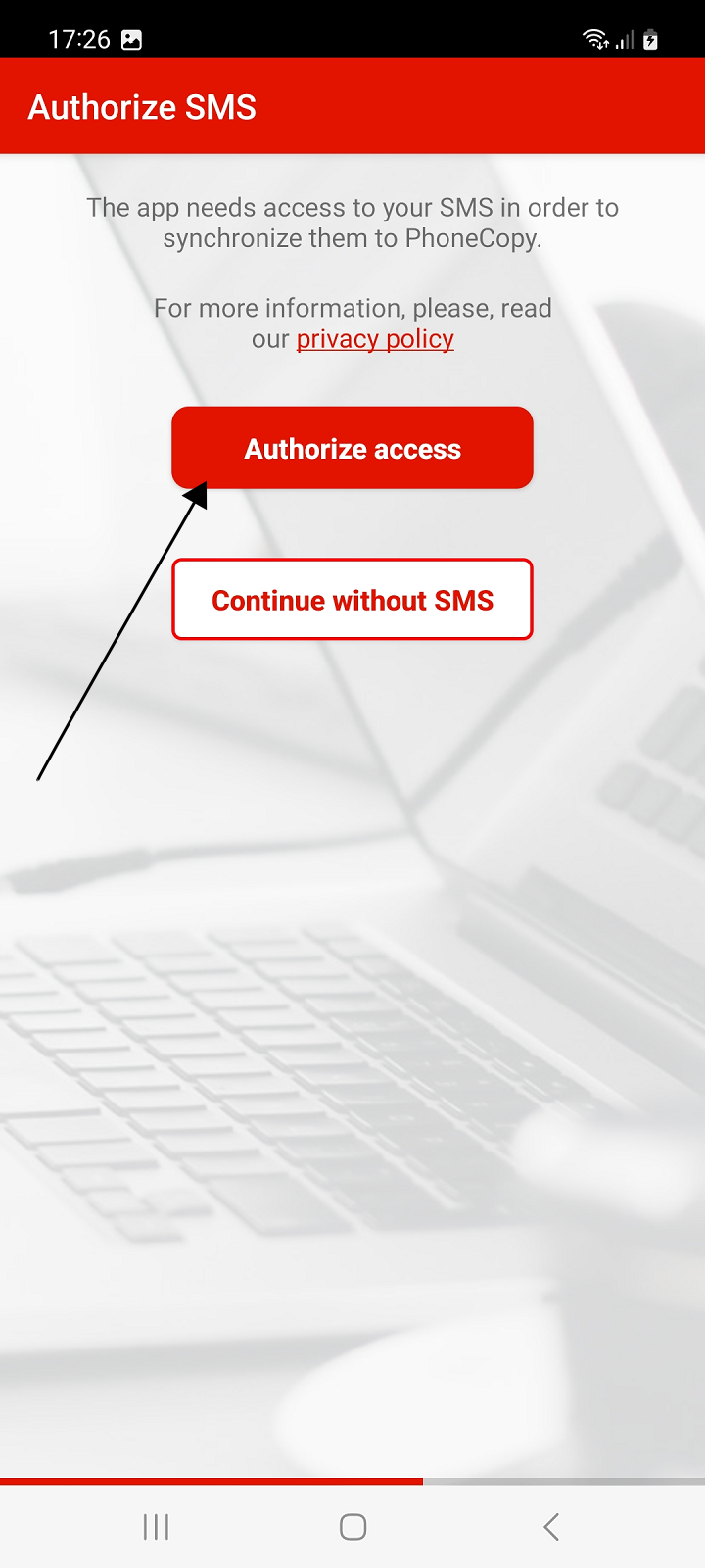 Authorize access to SMS