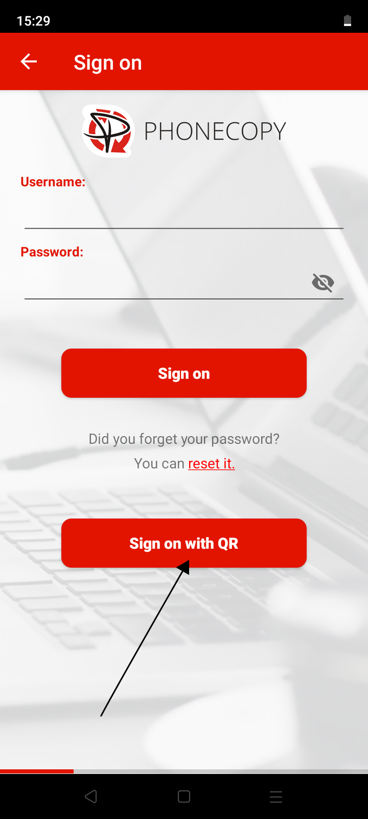 Login using QR code